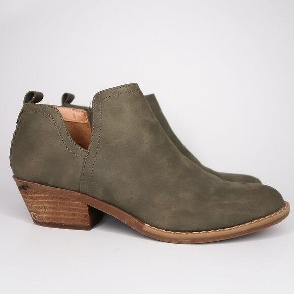 DV Dolce Vita Womens Dellia Booties‎ Size 7.5 Suede Leather Olive Green Braided - Picture 10 of 11
